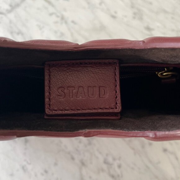 STAUD Rey Quilted Leather Shoulder Bag - Maroon LIKE NEW! - Picture 7 of 8